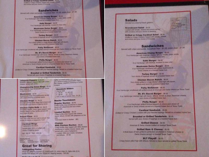 Mr. And Mrs. B Champs Menu
