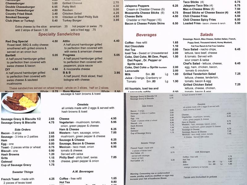 Red Dog Saloon Menu