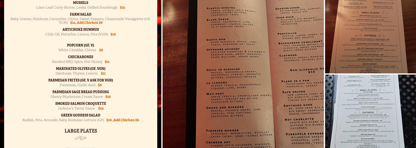 Zig Zag Cafe Menu