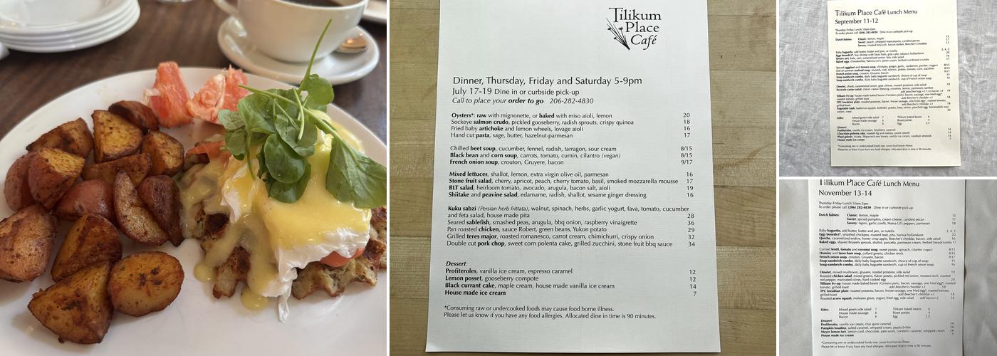 Tilikum Place Cafe Menu