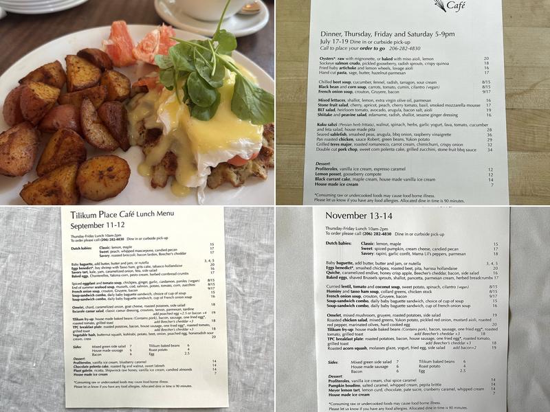 Tilikum Place Cafe Menu