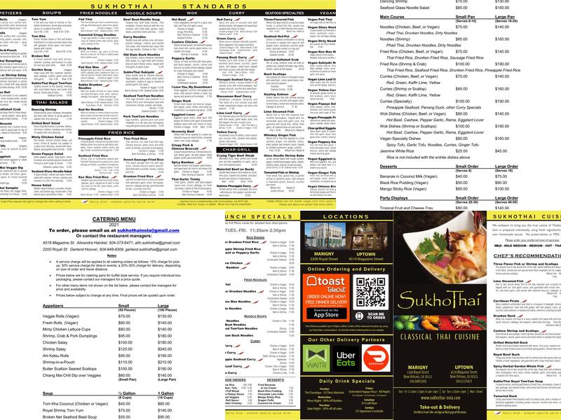 SukhoThai Menu