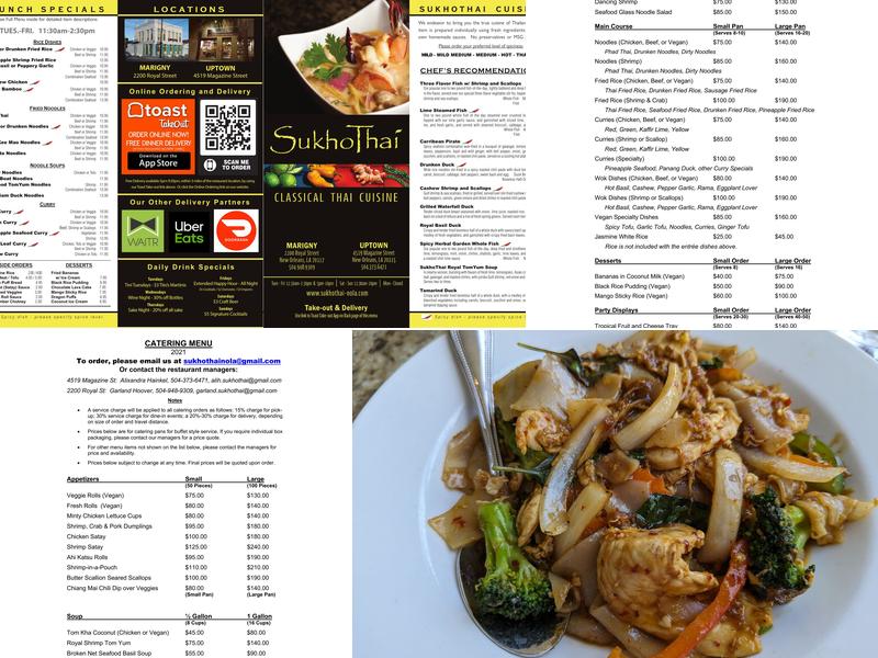 SukhoThai Menu
