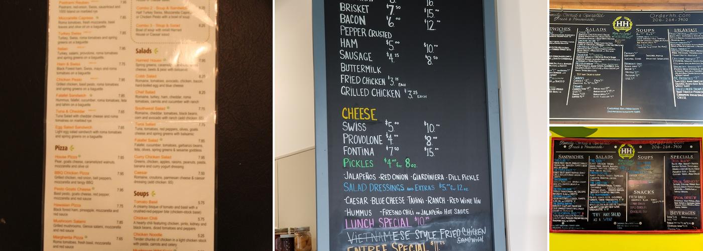 Harried & Hungry Menu