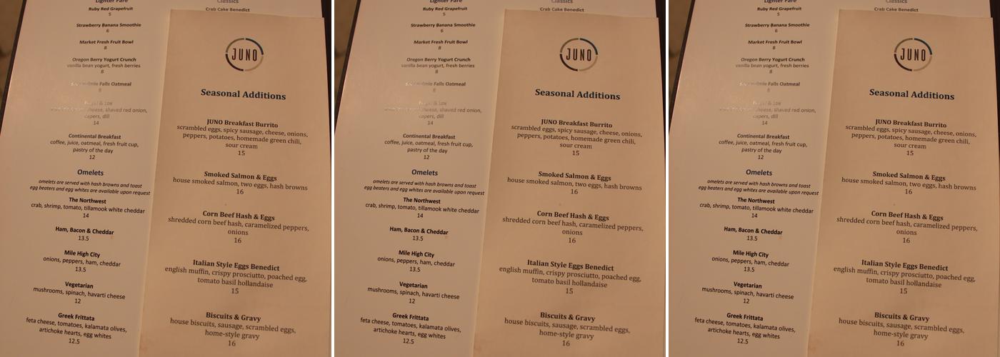 Juno Menu