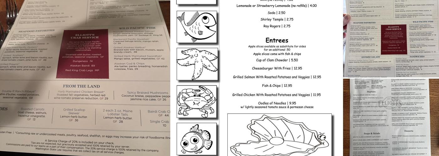 Elliott's Oyster House Menu