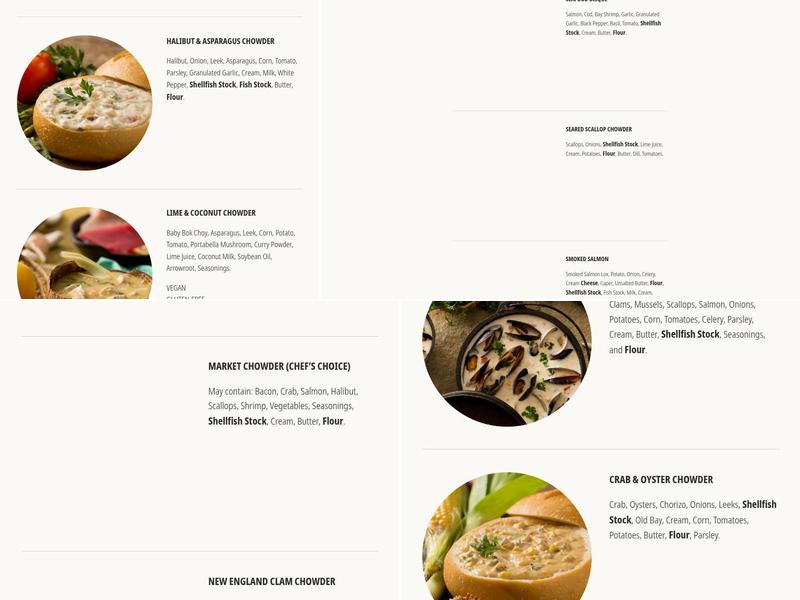 Pike Place Chowder Menu