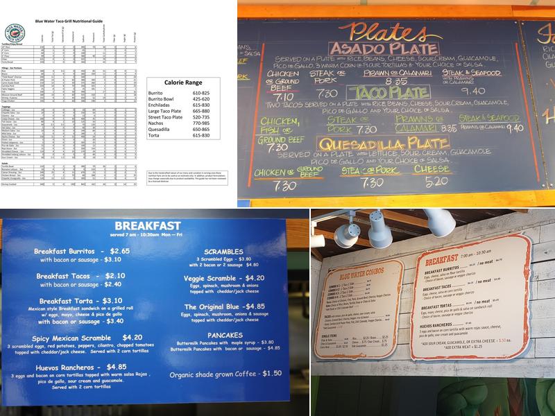 Blue Water Taco Grill Menu
