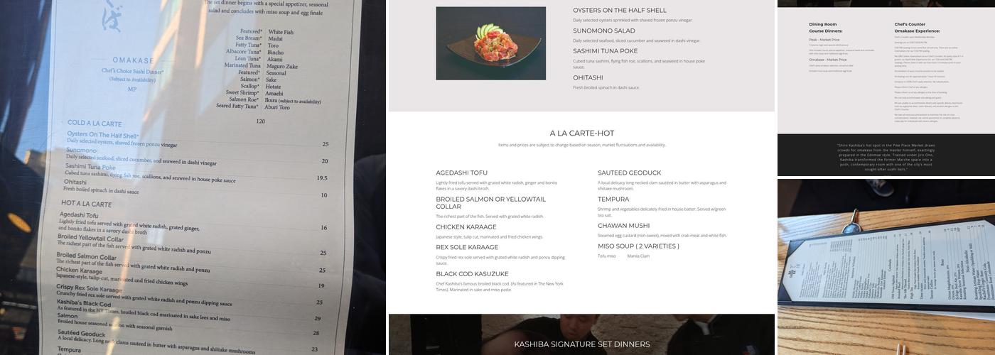 Sushi Kashiba Menu