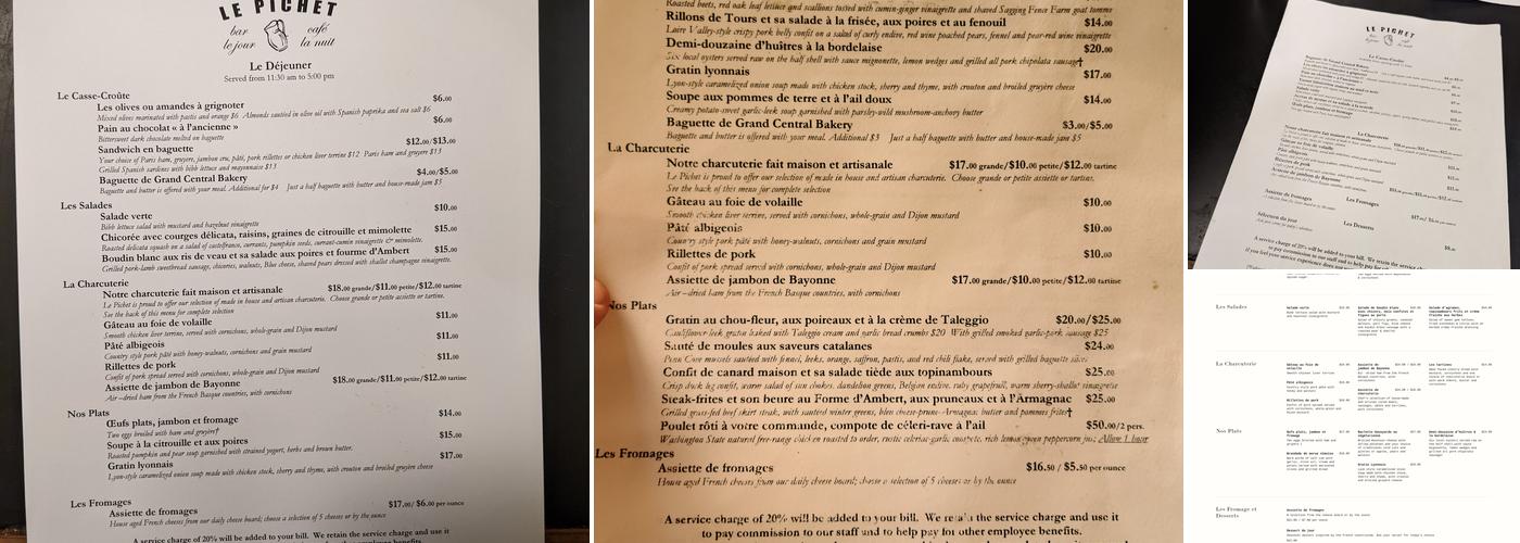 Le Pichet Menu