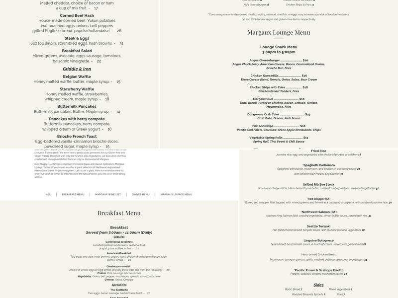 Margaux Menu