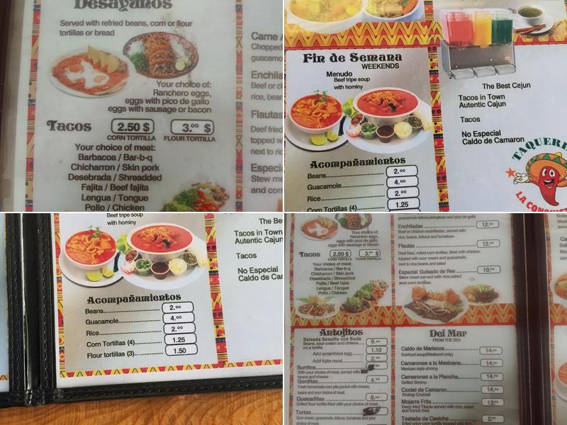 Taqueria La Conquistadora Menu
