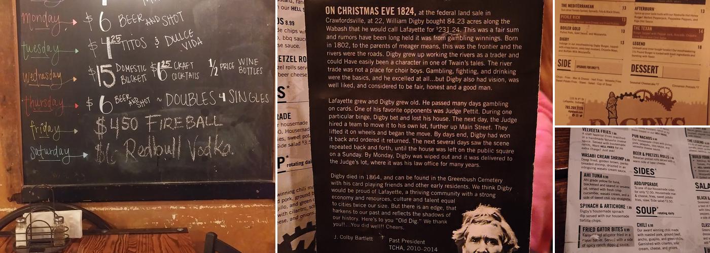 Digby's Pub and Patio Menu