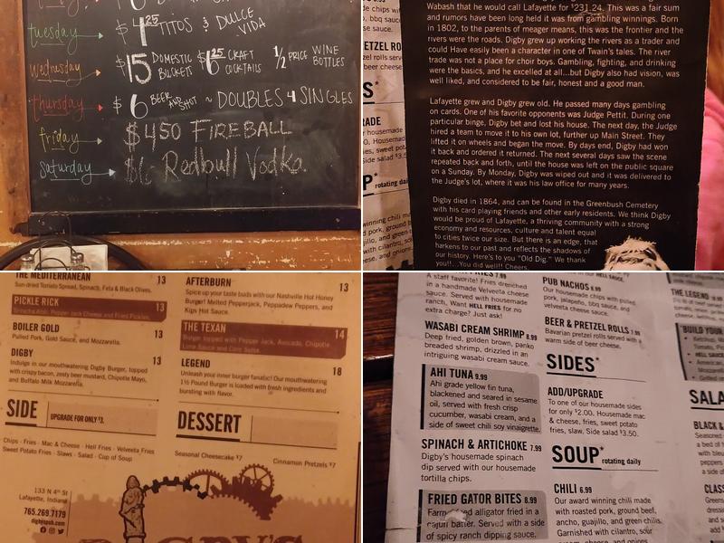 Digby's Pub and Patio Menu