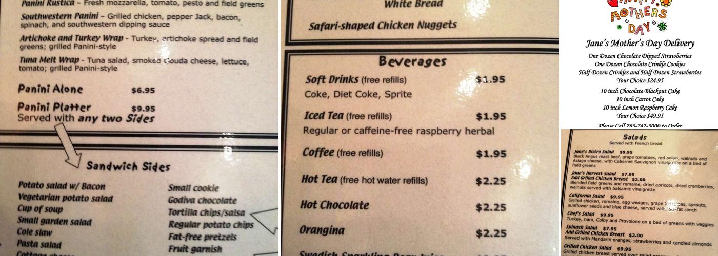 Jane's Gourmet Deli & Catering Menu