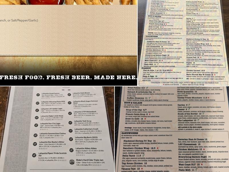 Lafayette Brewing Company Menu