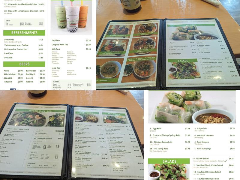 Green Leaf Vietnamese Cuisine Menu