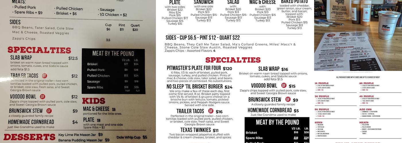 3 Sons Bar-B-Q Menu
