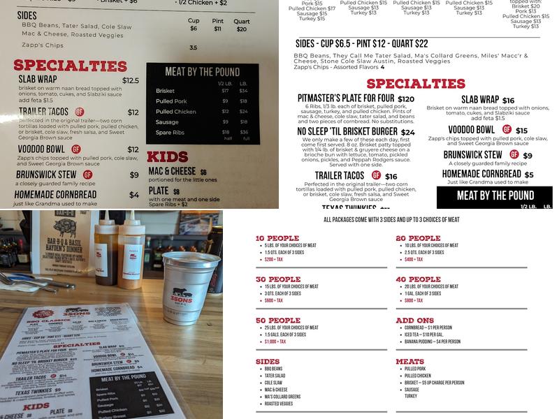3 Sons Bar-B-Q Menu