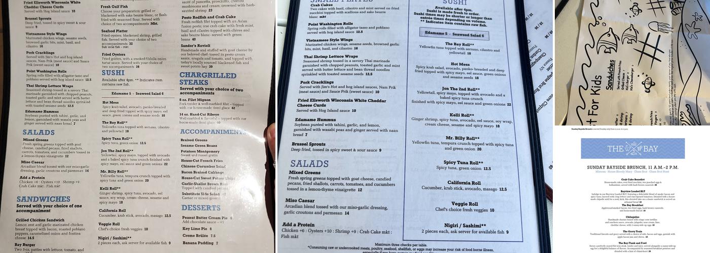 The Bay Menu