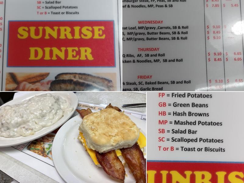 Sunrise Diner Menu