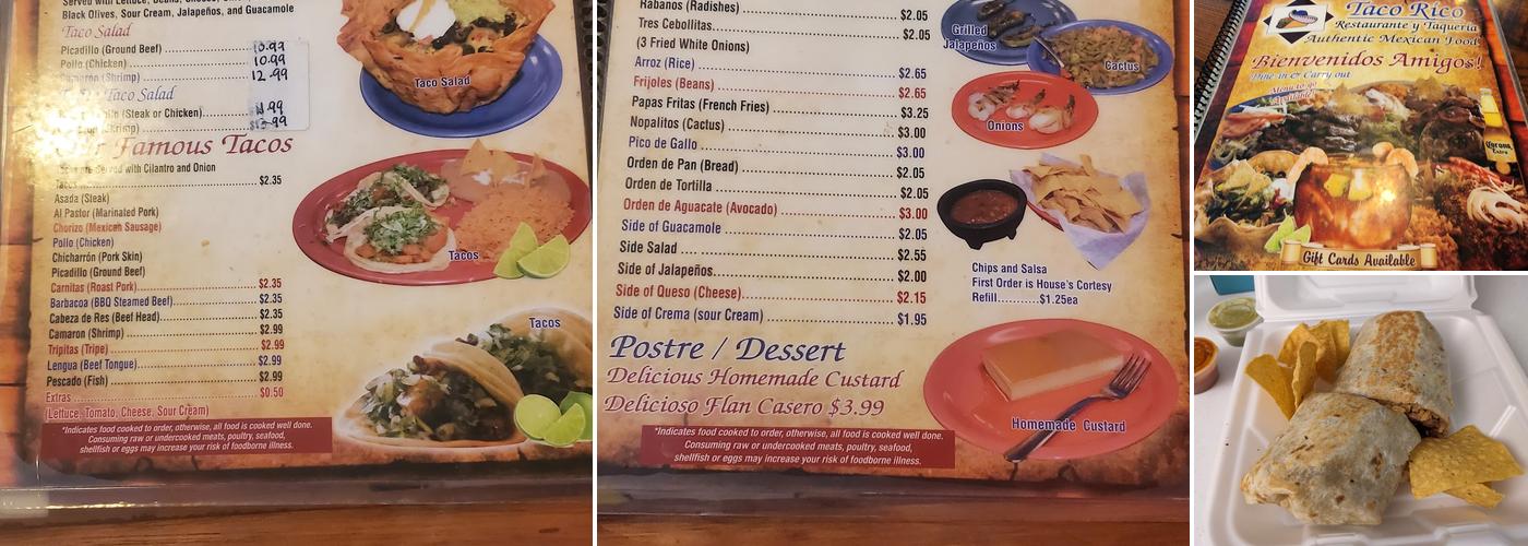 Taco Rico Menu