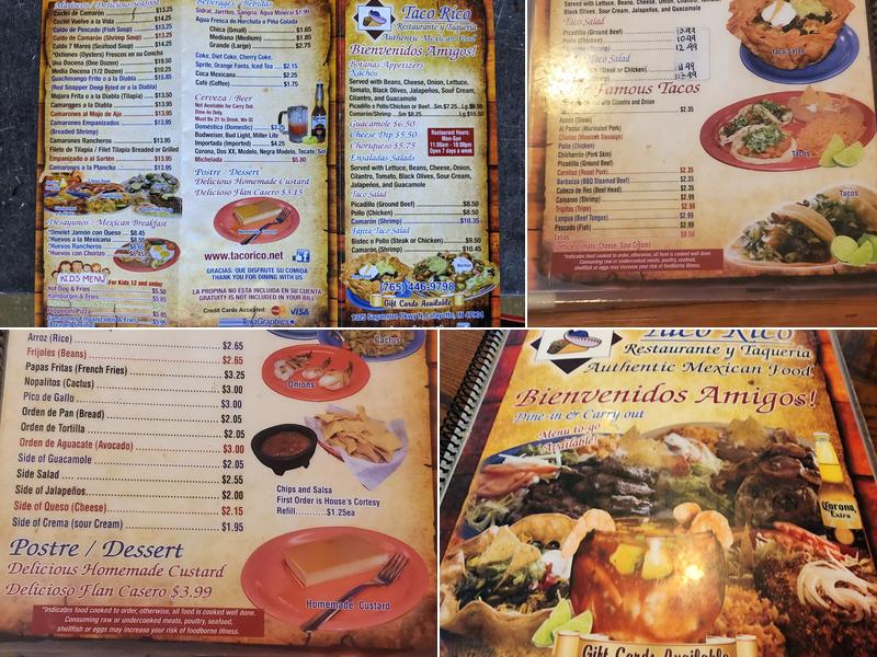 Taco Rico Menu
