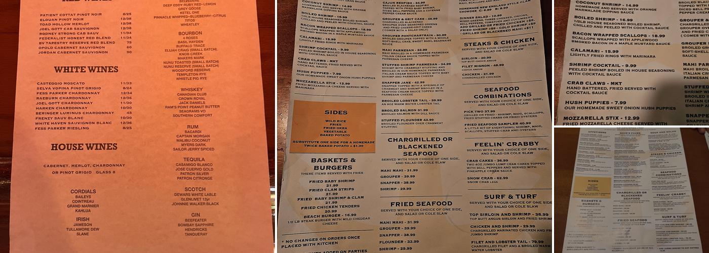 Captain Dave's On the Gulf Menu