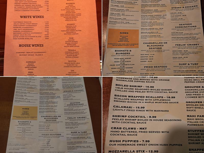 Captain Dave's On the Gulf Menu