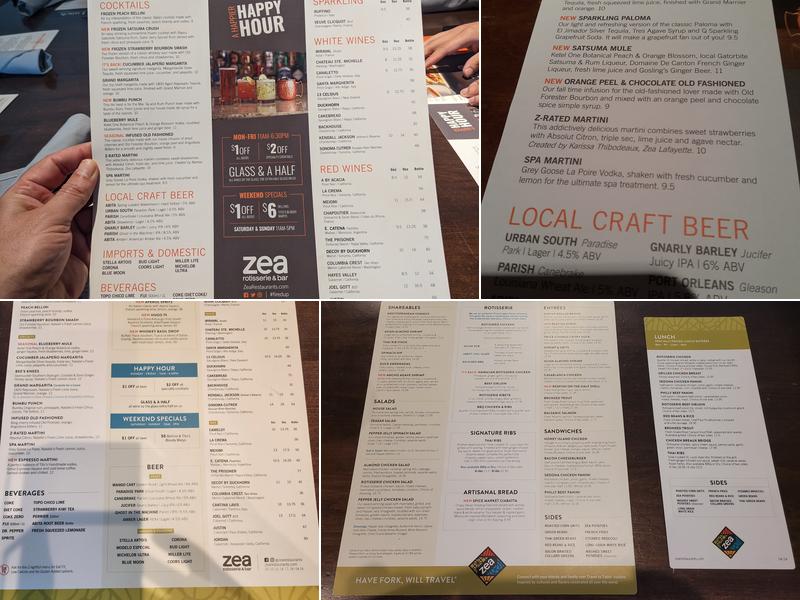 Zea Rotisserie & Bar Menu