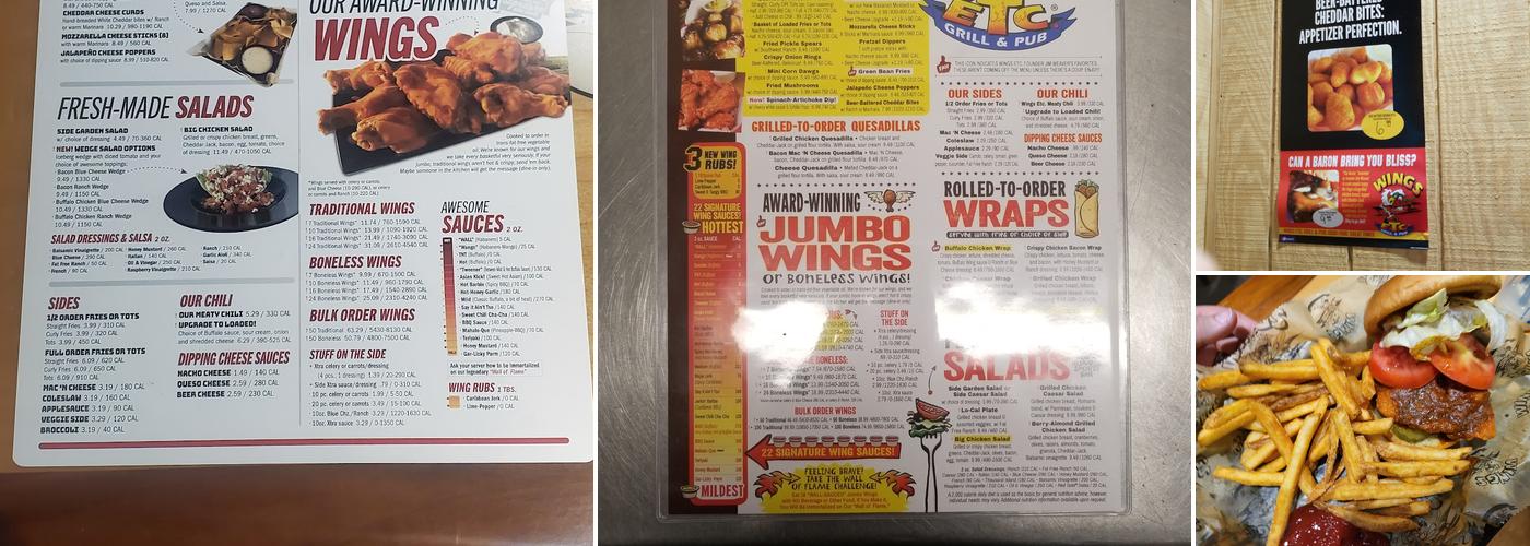 Wings Etc. Menu