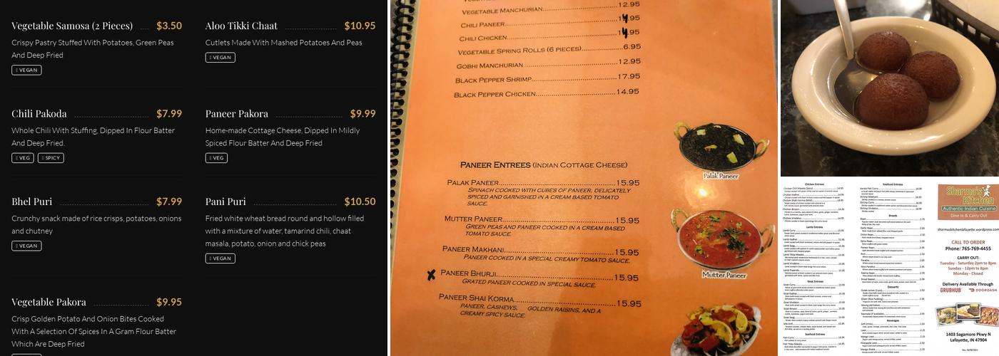 Sharma's Kitchen Menu