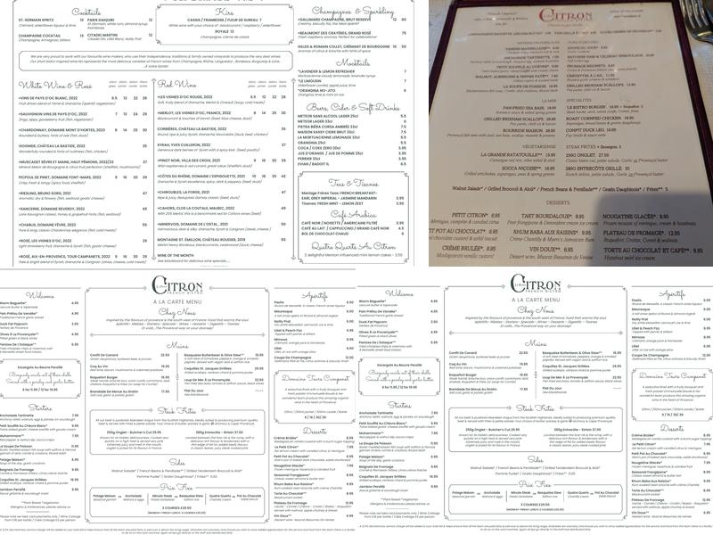 Le Petit Citron Menu