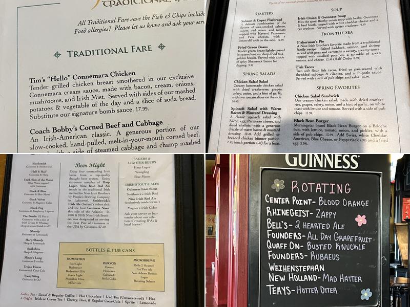Nine Irish Brothers Lafayette Menu