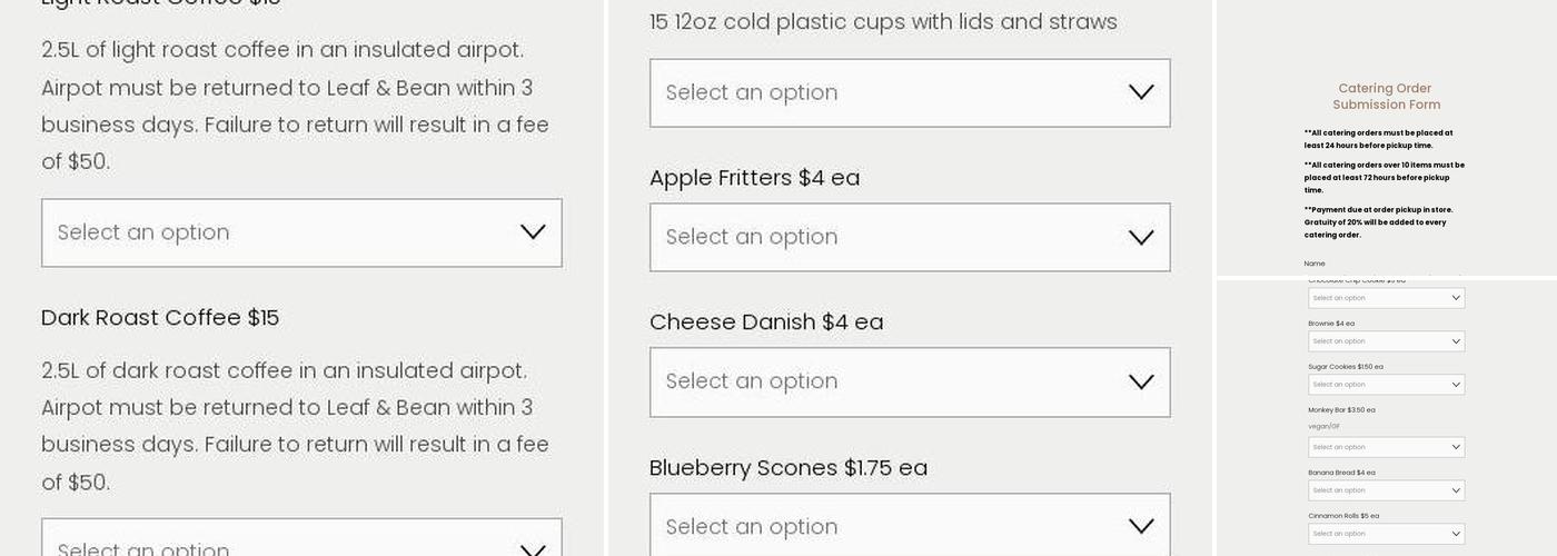 Leaf and Bean Menu