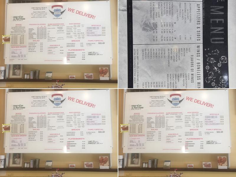 Winggers Menu