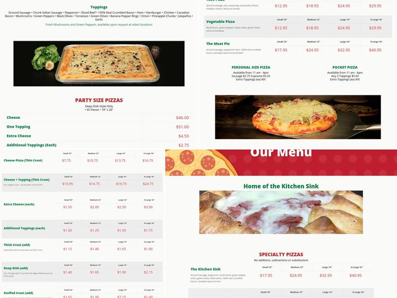 J & J's Pizza Shack of Hobart Menu