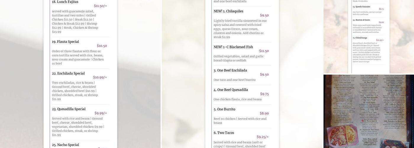 Los Tres Amigos Menu