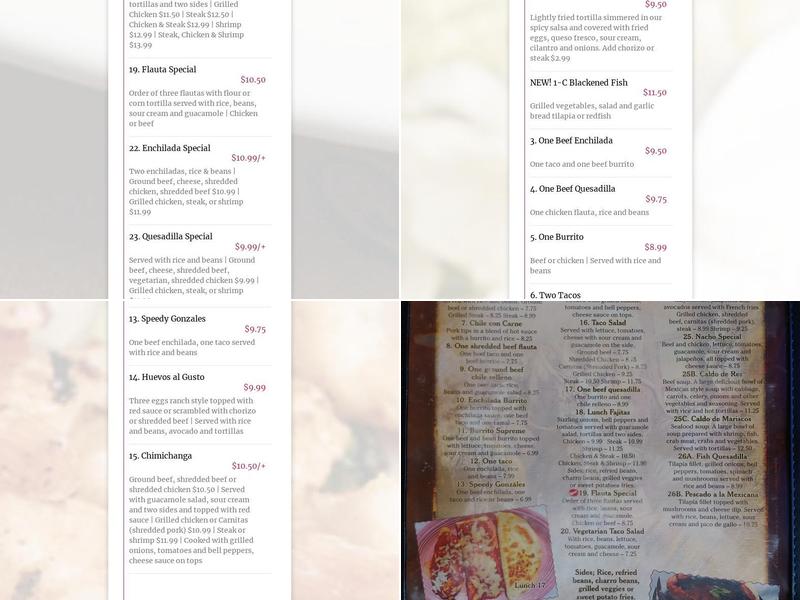 Los Tres Amigos Menu