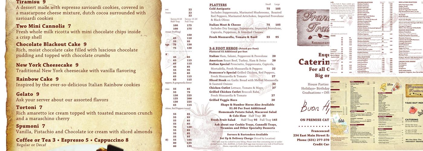 Francesco's Trattoria Menu