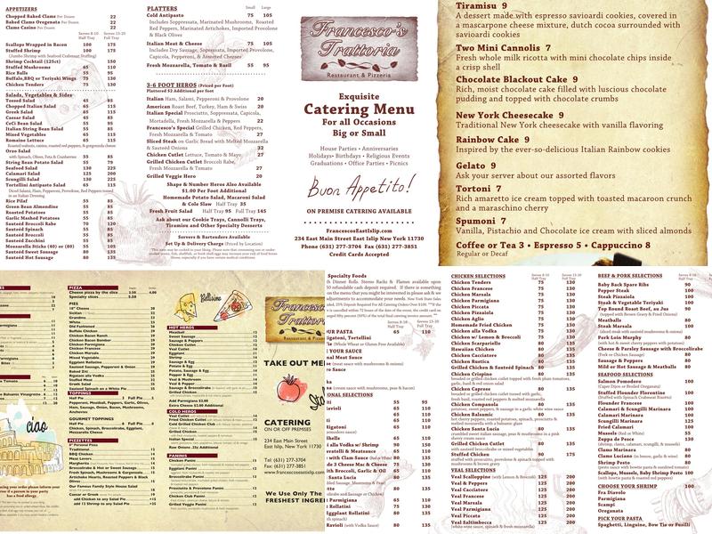 Francesco's Trattoria Menu