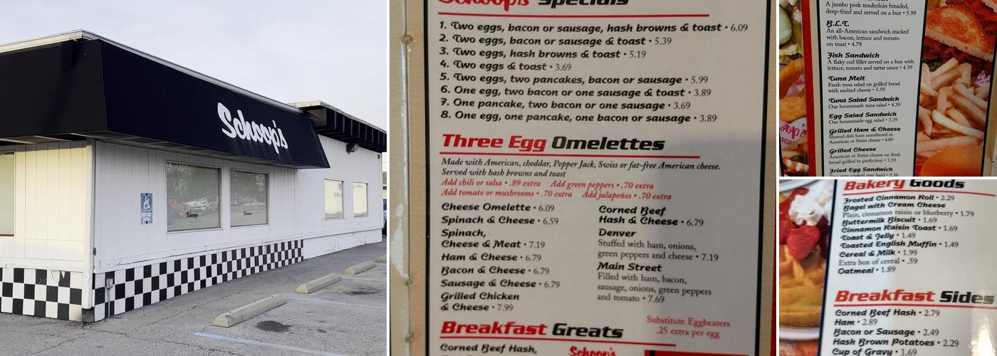 Schoop's Hamburgers Menu