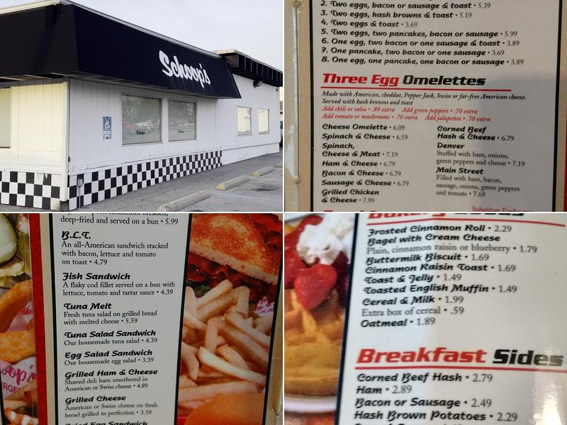 Schoop's Hamburgers Menu