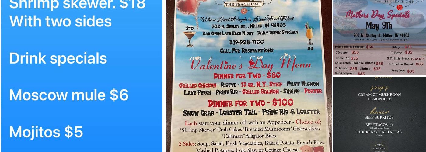 Beach Cafe Menu