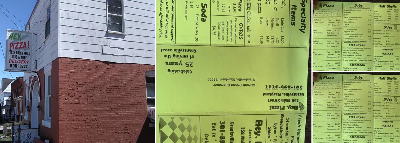 Hey Pizza Menu
