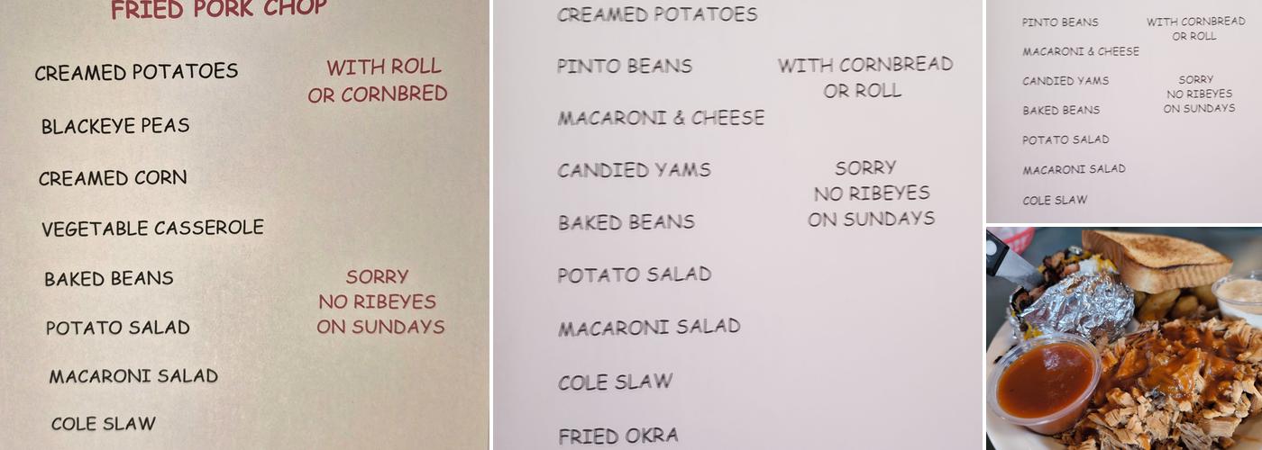 Partner's Pit Barbeque Menu