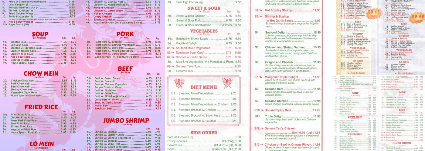 Eastern Express Menu