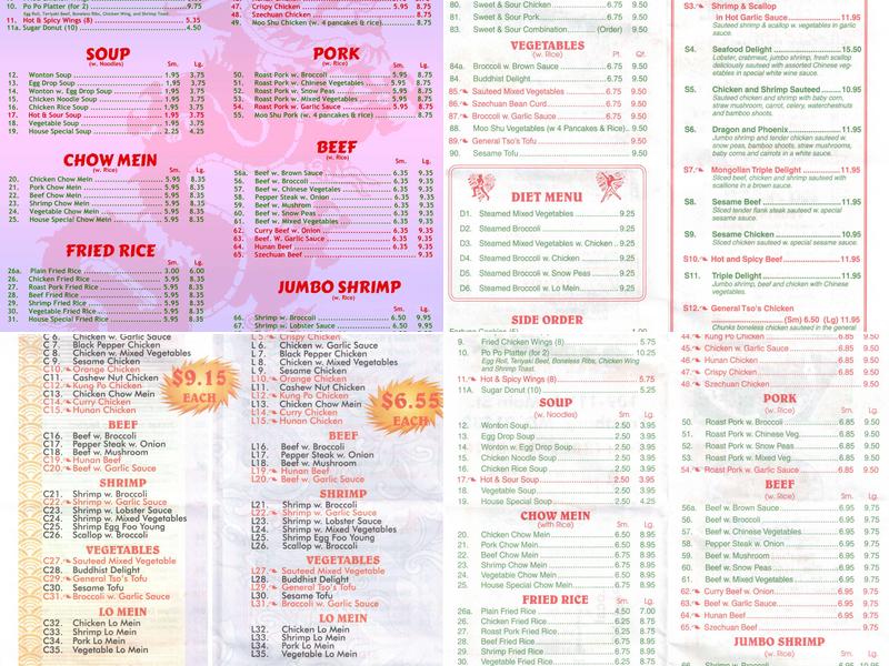 Eastern Express Menu