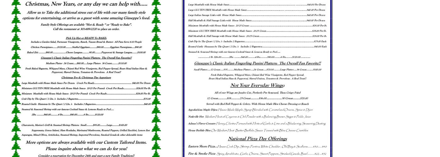 Giuseppe's Menu