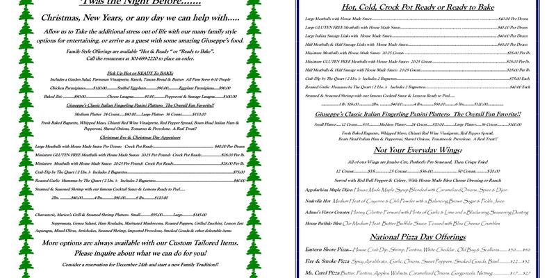 Giuseppe's Menu